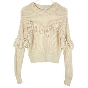 & Other Stories Paris Atelier Ribbed Fringe Sweater Womens Size XS Cream Neutral